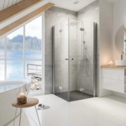 Schulte ExpressPlus Drehfalttür Eckeinstieg Garant Mit Duschwanne 90x90 Cm