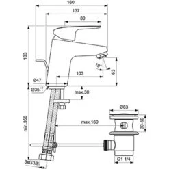 Ideal Standard Waschtischarmatur Ceraflex Niederdruck Chrom -Wenko Verkaufs-Shop 188385 3049 8