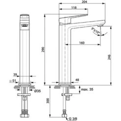 Ideal Standard Waschtischarmatur Tonic II Ohne Abl. Verlängerter Sockel Chrom -Wenko Verkaufs-Shop 188782 3049 4