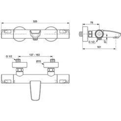 Ideal Standard Badethermostat Ceratherm T50 Aufputz Chrom -Wenko Verkaufs-Shop 189337 3049 14