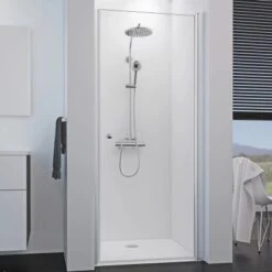 Breuer Drehtür Für Nische Rechts Elana 8 Silber Matt Klarglas 90 Cm