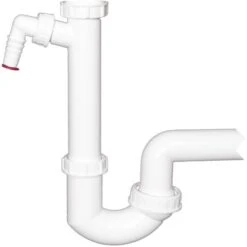 Röhrensiphon DN50 Mit Kugelgelenk Und Waschgeräte-Aschluss Weiß