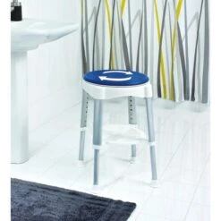 Ridder Badhocker Blau-Weiß Höhenverstellbar Rotierend -Wenko Verkaufs-Shop 296130 4213 Hocker 4