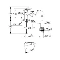 Grohe QuickFix Waschtischarmatur Start Edge S Energie-Spar-Funktion 32 Mm 1 1/4" 11 Grohe QuickFix Waschtischarmatur Start Edge S Energie-Spar-Funktion 32 Mm 1 1/4" -Wenko Verkaufs-Shop 4005176555046 23900001 5