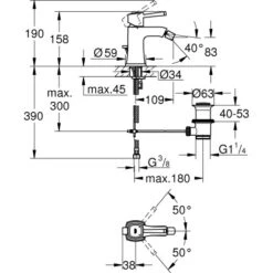 Grohe Einhand-Bidet Batterie Grandera 12,5 Mm (1/2") -Wenko Verkaufs-Shop 4005176930652 4520 3
