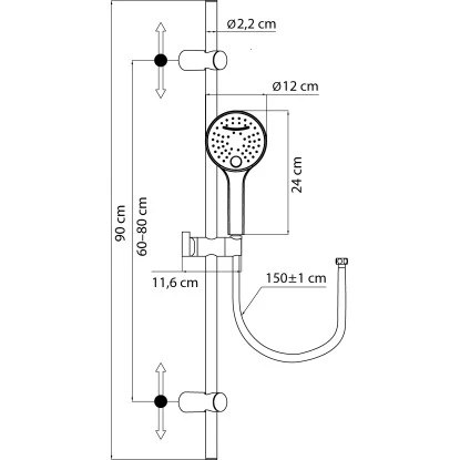 AquaSu Duschstangen-Set Luba Mit Handbrause Und Schlauch Chrom 4 AquaSu Duschstangen-Set Luba Mit Handbrause Und Schlauch Chrom – Bild 2