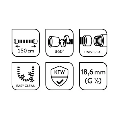 Baliv Brauseschlauch BSL-150.30 Für Handbrausen 150 Cm Silber 4 Baliv Brauseschlauch BSL-150.30 Für Handbrausen 150 Cm Silber – Bild 2