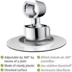 Wenko Duschkopfhalter 360° Befestigen Ohne Bohren Ø 8 X 7,5 Cm Chrom -Wenko Verkaufs-Shop 4008838388181 1068 AI 01