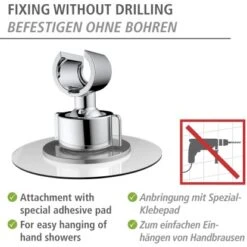Wenko Duschkopfhalter 360° Befestigen Ohne Bohren Ø 8 X 7,5 Cm Chrom -Wenko Verkaufs-Shop 4008838388181 1068 AI 02
