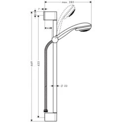Hansgrohe Brausestangen-Set Crometta Chrom 5 Hansgrohe Brausestangen-Set Crometta Chrom -Wenko Verkaufs-Shop 40435 4628 masszeichnung 3