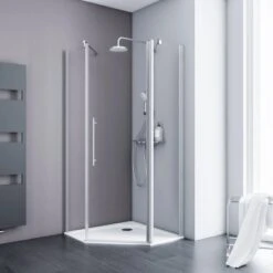 Schulte Fünfeckdusche Alexa Style 2.0 Alu-Natur Klar Glas Hell 192 Cm X 90 Cm -Wenko Verkaufs-Shop 4060991019555 2053 AB 01