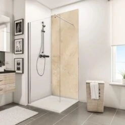 Schulte Duschrückwand DecoDesign Hochglanz Kalkstein-hell 100 Cm X 210 Cm