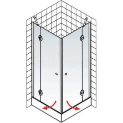 Schulte Eckeinstieg 4-tlg. Toura Pendelbar Schwarz 200 X 100 X 100 Cm Klar Hell -Wenko Verkaufs-Shop 4060991070136 2053 6