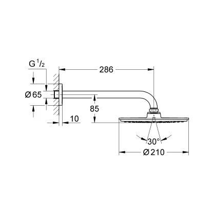 Grohe Kopfbrausenset Rainshower Cosmopolitan 210 Chrom Brausearm 286 Mm 4 Grohe Kopfbrausenset Rainshower Cosmopolitan 210 Chrom Brausearm 286 Mm – Bild 2