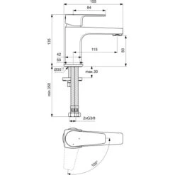 Ideal Standard Waschtischarmatur Cerafine D H80 BlueStart O.Ablaufgarnitur Chrom -Wenko Verkaufs-Shop 611175 3049 7