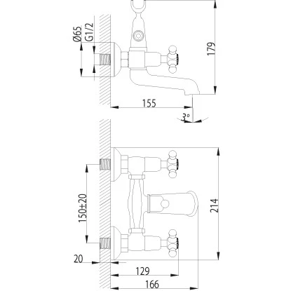 AquaSu Zweigriff-Wannenarmatur Athenas Wanne Mit Brausegarnitur 4 AquaSu Zweigriff-Wannenarmatur Athenas Wanne Mit Brausegarnitur – Bild 2
