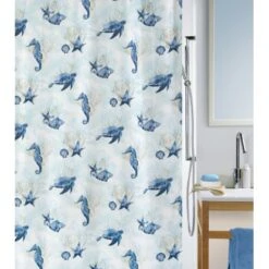 Spirella Duschvorhang Textil Deep-Sea Acqua 200 Cm X 180 Cm