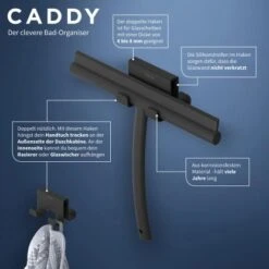 Tiger Handtuchhaken Caddy Für Duschkabine 6-8 Mm Doppelt Schwarz -Wenko Verkaufs-Shop 6843965 4621 VP 09