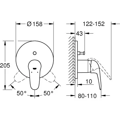 Grohe Einhand-Wannenbatterie Eurostyle Geschlossener Hebel Chrom 4 Grohe Einhand-Wannenbatterie Eurostyle Geschlossener Hebel Chrom – Bild 2