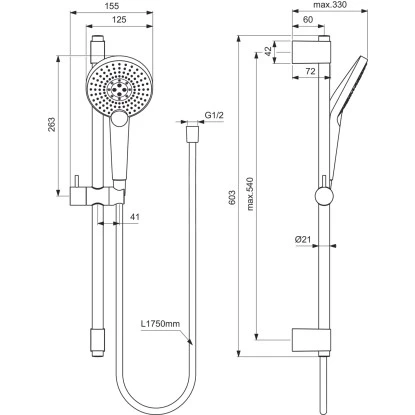 Ideal Standard Kombi. Idealrain Evo Jet 60 Cm + 3-Funktionshandbrause Ø 125 Cm 7 Ideal Standard Kombi. Idealrain Evo Jet 60 Cm + 3-Funktionshandbrause Ø 125 Cm – Bild 5