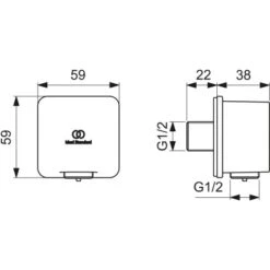 Ideal Standard Brauseschlauchanschluss Idealrain Atelier Chrom Eckig Aufputz -Wenko Verkaufs-Shop 887968 3049 12
