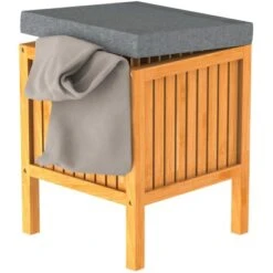 Eisl Wäschesammler Mit Deckel Und Sitzkissen Bambus -Wenko Verkaufs-Shop 9002560798886 2759 4