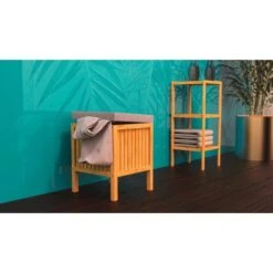 Eisl Wäschesammler Mit Deckel Und Sitzkissen Bambus -Wenko Verkaufs-Shop 9002560798886 2759 5