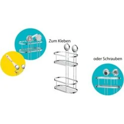 Eisl Duschablage Wand Ohne Bohren Rostfreier Edelstahl 2 Etagen -Wenko Verkaufs-Shop 9002560799111 2759 3