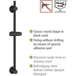 Wenko Duschstange Schwarz Befestigen Ohne Bohren -Wenko Verkaufs-Shop 903403 1068 03