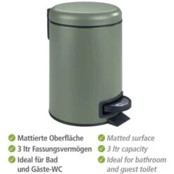 Wenko Treteimer Leman Dunkelgrün 3 L -Wenko Verkaufs-Shop 930699 1068 03