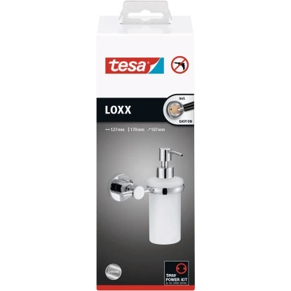 Tesa® LOXX Seifenspender Verchromt, Satinierte Glasflasche, Inkl. Klebelösung 4 Tesa® LOXX Seifenspender Verchromt, Satinierte Glasflasche, Inkl. Klebelösung – Bild 2