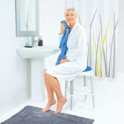 Ridder Badhocker Blau-Weiß Höhenverstellbar Rotierend -Wenko Verkaufs-Shop Ridder BadezimmerHocker 2