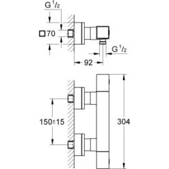 Grohe Brause-Thermostat Grohtherm Cube -Wenko Verkaufs-Shop ausethermostat mazeichnung 1