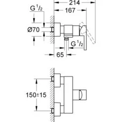 Grohe Einhand-Duscharmatur Lineare -Wenko Verkaufs-Shop brausebatterie mazeichnung 1