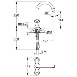 Grohe Zweigriff-Waschtischbatterie Costa Versenkbare Kette Chrom -Wenko Verkaufs-Shop einlochwaschtischbatterie 1