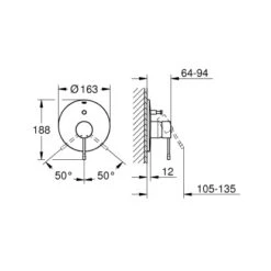 Grohe Einhand-Wannenarmatur Essence Supersteel -Wenko Verkaufs-Shop nnenbatterie masszeichnung