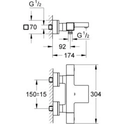 Grohe Wannen-Thermostat Grohtherm Cube -Wenko Verkaufs-Shop nnenthermostat mazeichnung