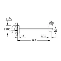 Grohe Brausearm Rainshower Eckig 286 Mm Chrom -Wenko Verkaufs-Shop ower brausearm mazeichnung 1