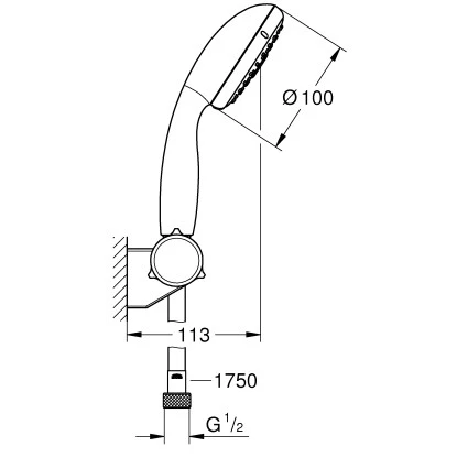 Grohe QuickFix Handbrause-Set Vitalio Start 100 Chrom 3 Strahlarten 4 Grohe QuickFix Handbrause-Set Vitalio Start 100 Chrom 3 Strahlarten – Bild 2